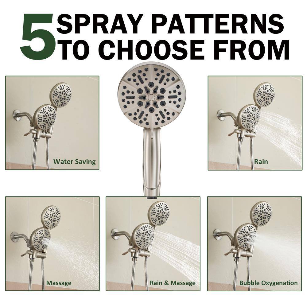 Brushed Nickel 5-Spray Dual Shower Head with Handheld