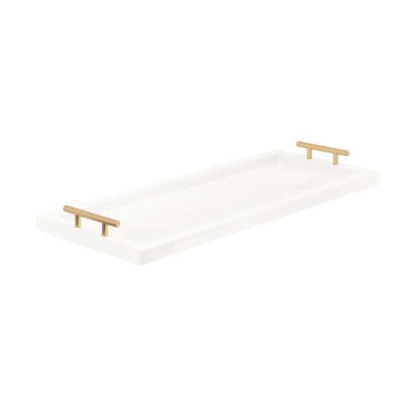 Kate and Laurel Halsey White Rectangle Wooden 24 in. Decorative Tray