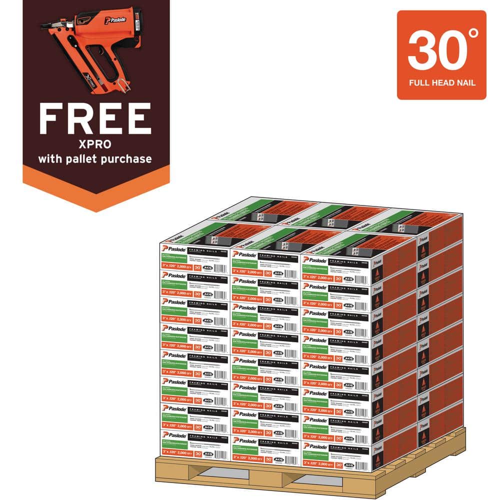 3 in.x0.120-Gauge 30-Degree Galvanized Ring Shank Paper-Taped Heavy-Duty Framing Nails Pallet with Cordless XPro Nailer price history on PriceWatchPro