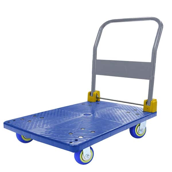 1320 lbs. Weight Capacity Blue Foldable Platform Push Hand Truck Cart Dolly Cart