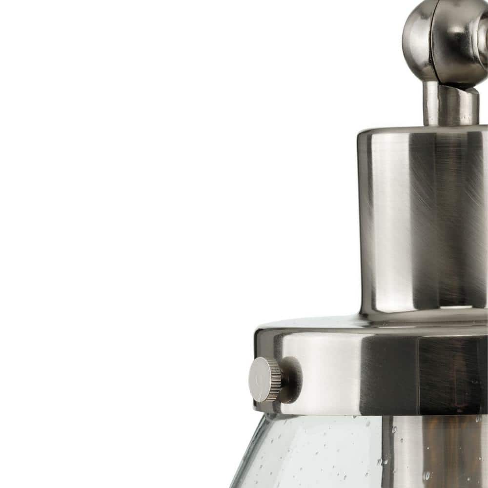 Hinton Brushed Nickel Industrial Pendant with Seeded Glass Shade