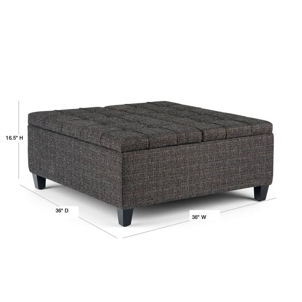 Harrison Dark Grey Tufted Cocktail Storage Ottoman