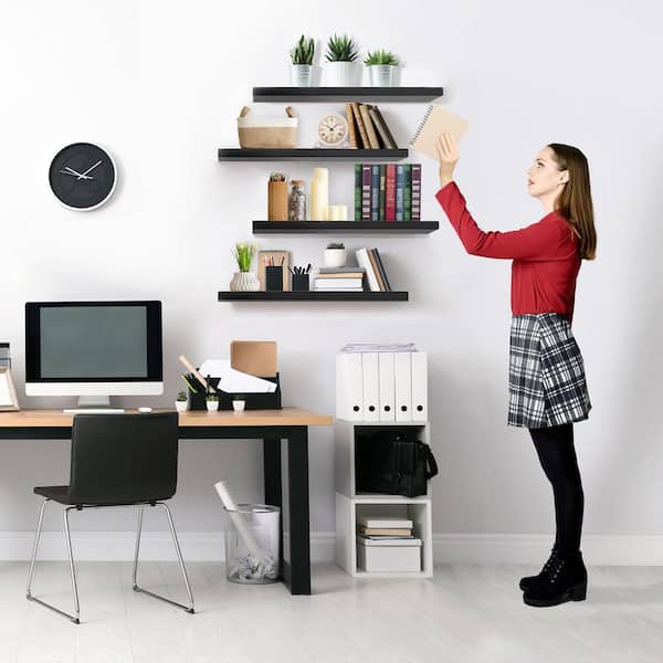 Sorbus Floating Shelves, 24 in. W x 9 in. D Black Decorative Wall