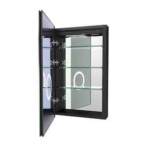 20 in. W x 32 in. H Black Surface Mount Medicine Cabinet with Mirror Bathroom LED Mirror Anti- Fog Mirror with Button