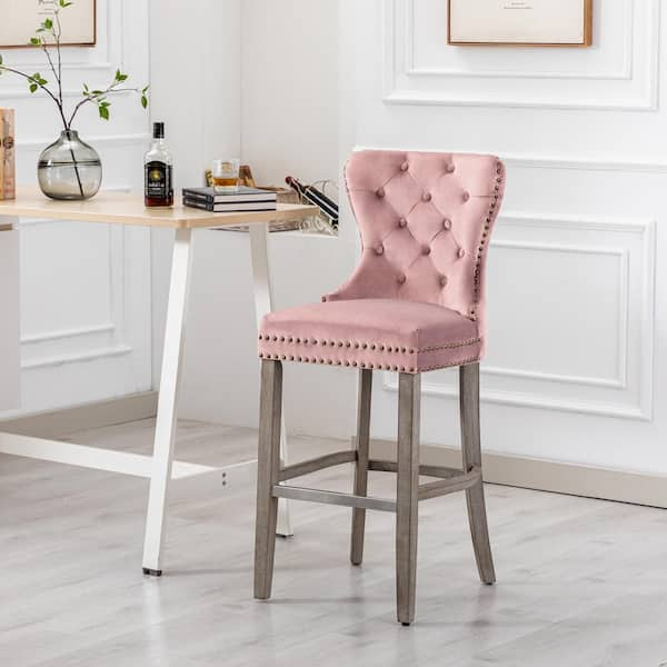 Pink velvet counter discount stool