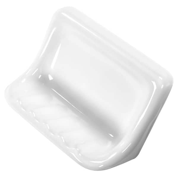 Daltile Finesse 3 in. x 6 in. x 4 in. Glazed Ceramic Soap Dish in Bright White