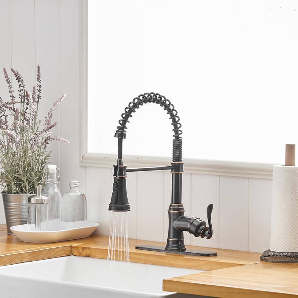 Oil Rubbed Bronze Pull-Down Kitchen Faucet with Spray