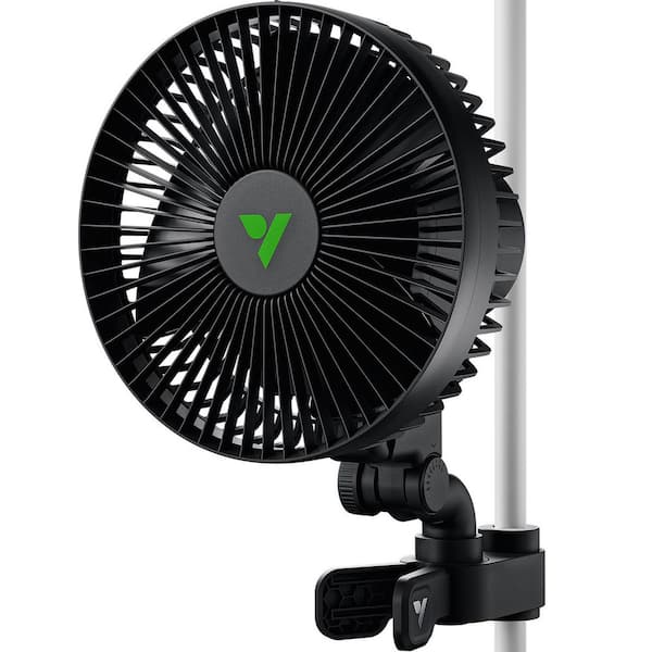 AeroWave 6 in. Auto Oscillating Clip Desk Fan in Black with Secure Non-Slip Clamp