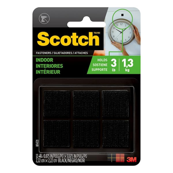 Scotch 7/8 in. x 7/8 in. Black Indoor Fasteners (12 Sets-Pack)
