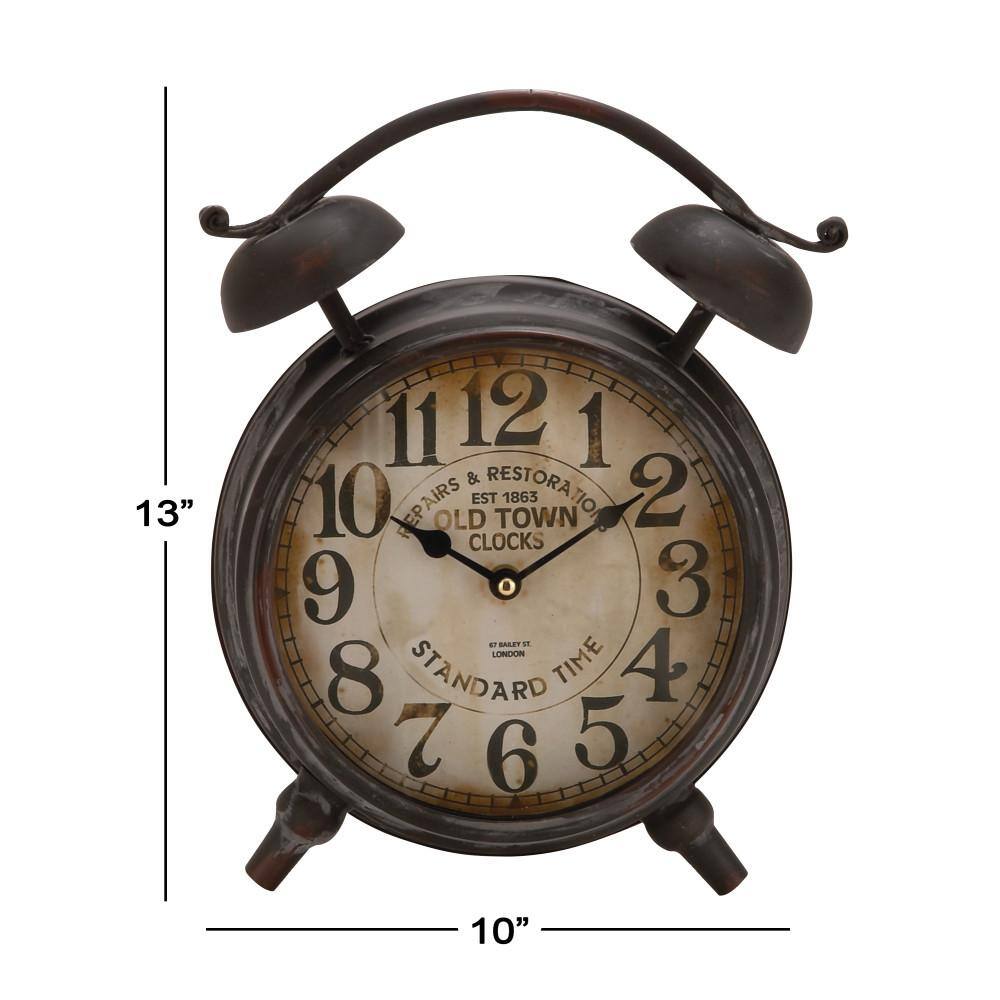 Vintage Black Metal Bell Top Table Clock