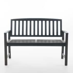 48.25 in. Dark Grey Finish Acacia Wood Outdoor Patio Bench