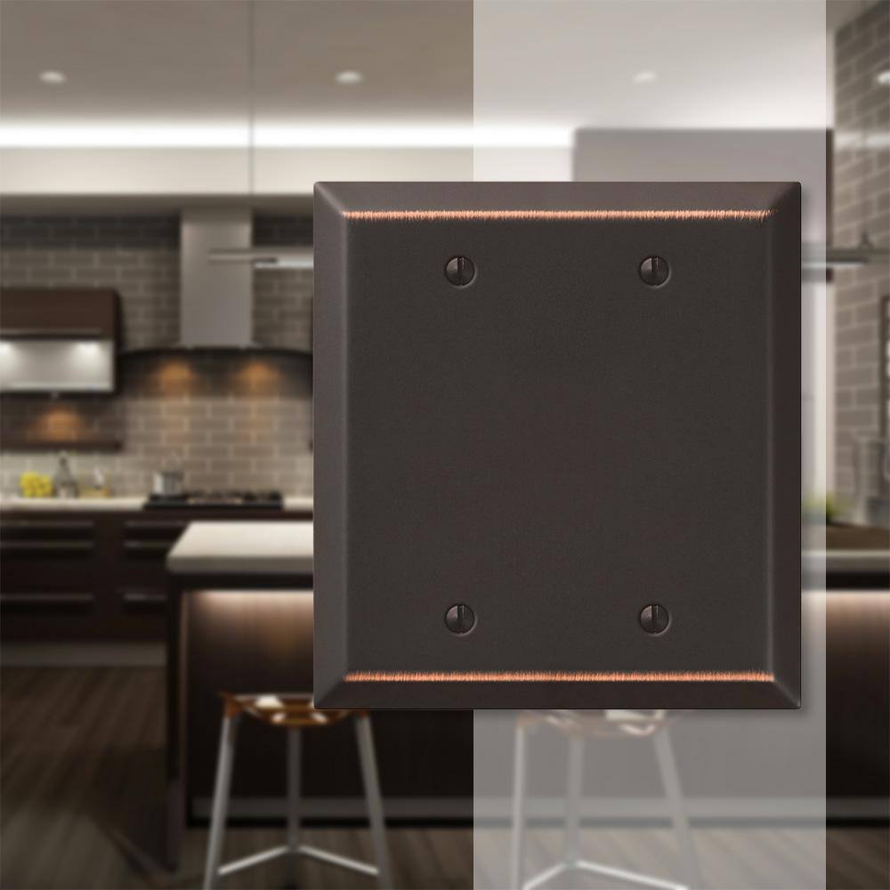 Aged Bronze Double Blank Steel Wall Plate