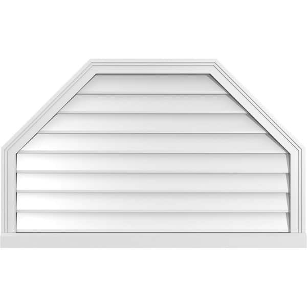 Ekena Millwork 42" x 26" Octagonal Top Surface Mount PVC Gable Vent: Non-Functional with Brickmould Sill Frame