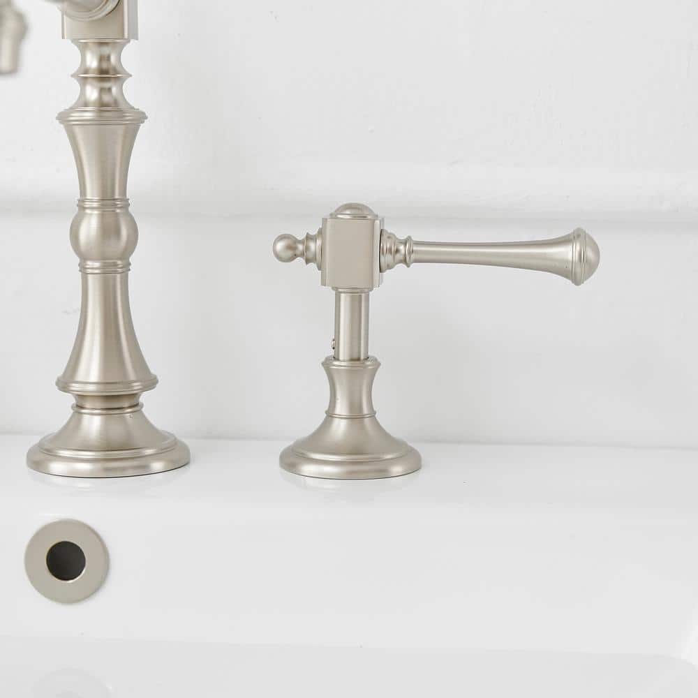 Brushed Nickel Double Handle High-Arc Bathroom Faucet
