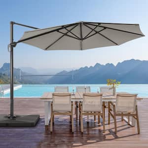 11 ft. Aluminum Cantilever Patio Umbrella with a Base/Stand, Outdoor Offset Hanging 360-Degree Rotation in Gray