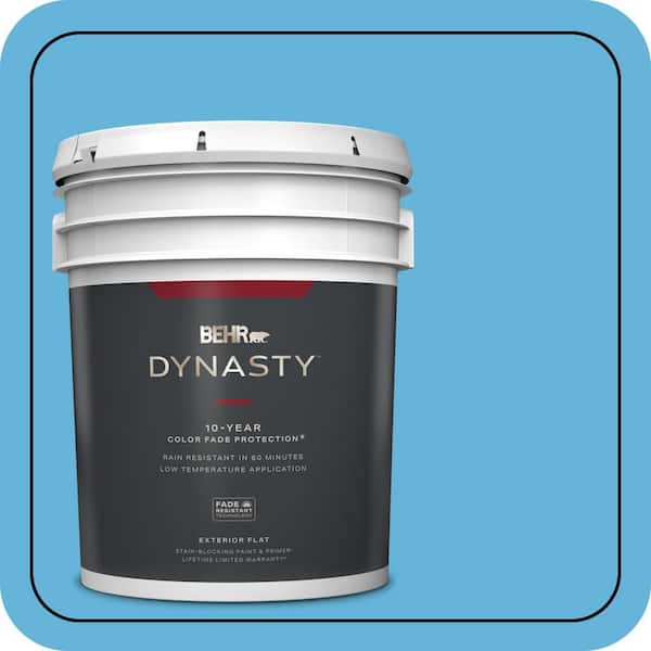 BEHR DYNASTY 5 gal. #540B-5 Riviera Blue Flat Exterior Stain-Blocking Paint & Primer