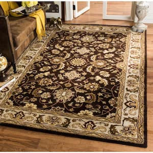 Royalty Chocolate/Beige 6 ft. x 9 ft. Floral Border Area Rug