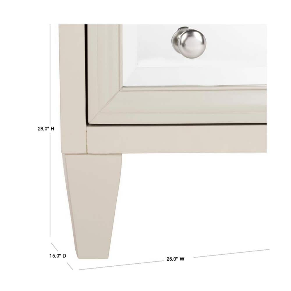 Gray Mirrored 3-Drawer Transitional Chest