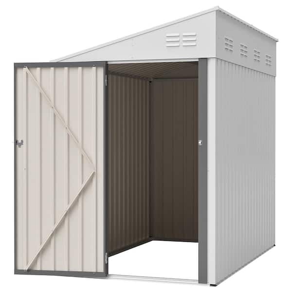 4 ft. W x 7 ft. D Metal Storage Shed, Waterproof Outdoor Storage Shed, White(28 sq. ft. )