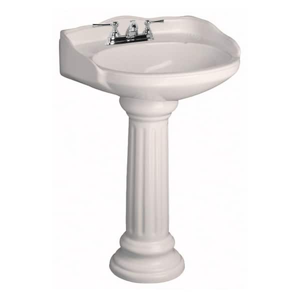 Pegasus Vicki 22 in. Pedestal Combo Bathroom Round Vessel Sink in Bisque