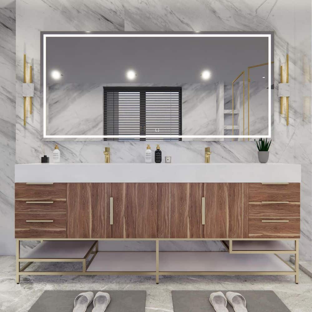 Bethany 84 in. W. x 20 in. D x 36 in. H Double Sink Freestanding Bath Vanity in White Oak with White Acrylic Top price history on PriceWatchPro