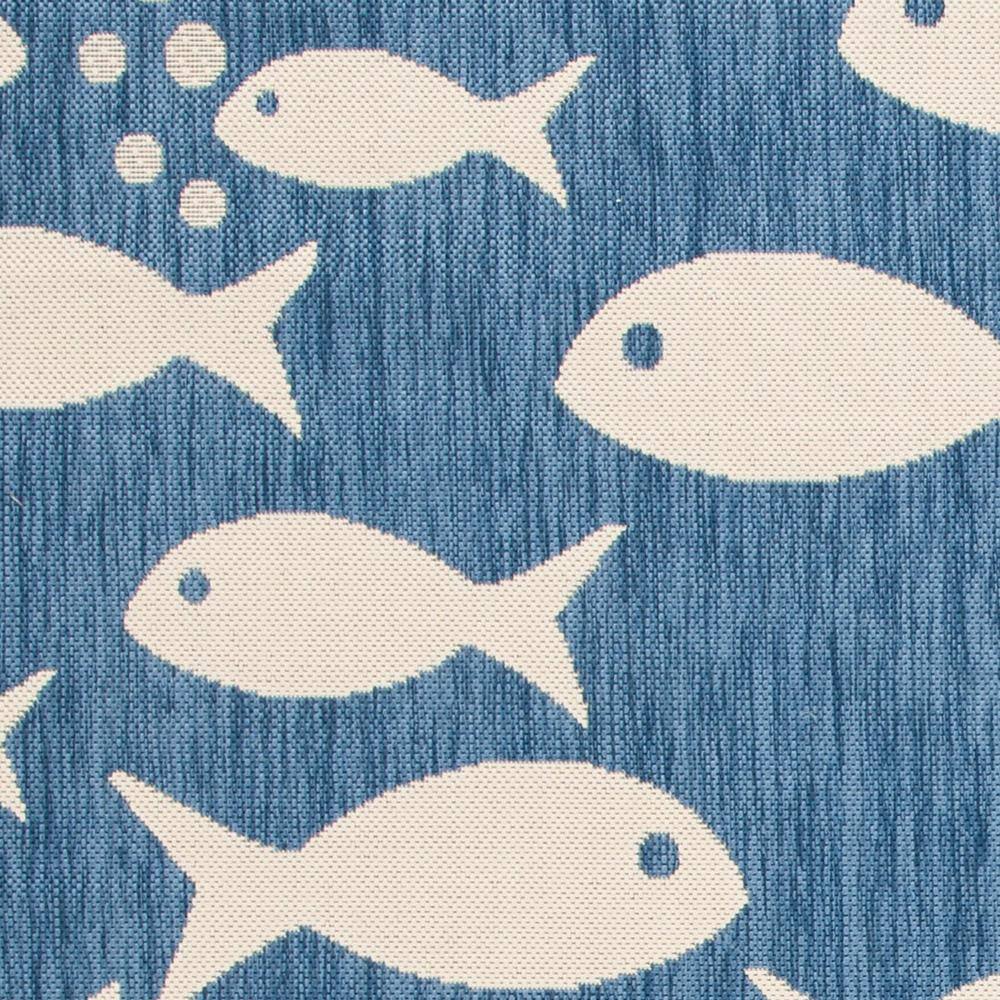 Coastal Charm 5'3" Square Blue/Beige Synthetic Area Rug