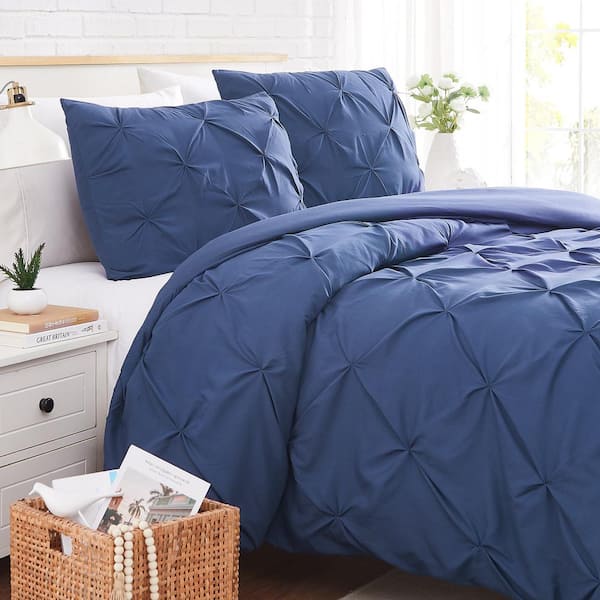 Home Collection Premium Ultra Soft 3 Piece Pinch Pleat Duvet Cover Set, King/California King - Light Blue