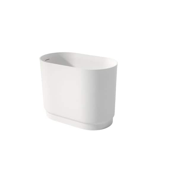 39.40 in. x 22.60 in. Flat Bottom Solid Surface Freestanding Soaking Bathtub with Right Drain in Matte White