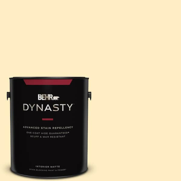 BEHR DYNASTY 1 gal. #350A-3 Pale Sunshine Matte Interior Stain-Blocking Paint & Primer