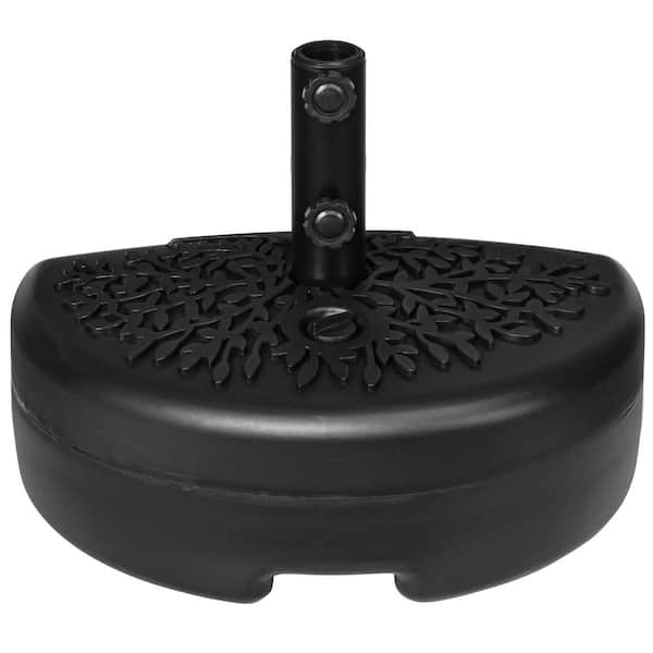 46 lb. Plastic Patio Umbrella Base in Black, Half Round, Fit 1.5 in. or 2 in. Pole for Lawn, Deck, Backyard and Garden