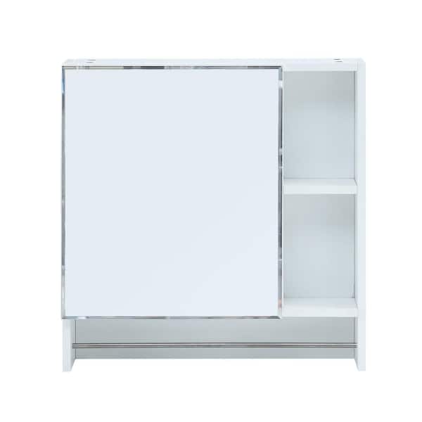 Unbranded 21.6 in. W x 22 in. H Rectangular MDF Wall Mounted Medicine Cabinet with Mirror, Shelves and Towel Rack
