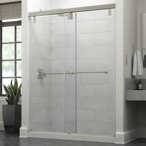 Lyndall 60 in. W x 71-1/2 in. H Mod Soft-Close Sliding Frameless Shower Door in Nickel with 3/8 in. Clear Glass
