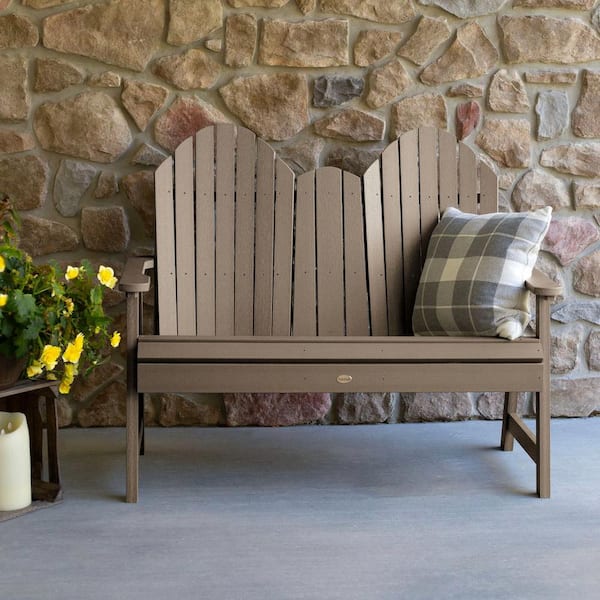 Hamilton 4ft 2-Person Woodland Brown Recycled Plastic Dining Height Bench