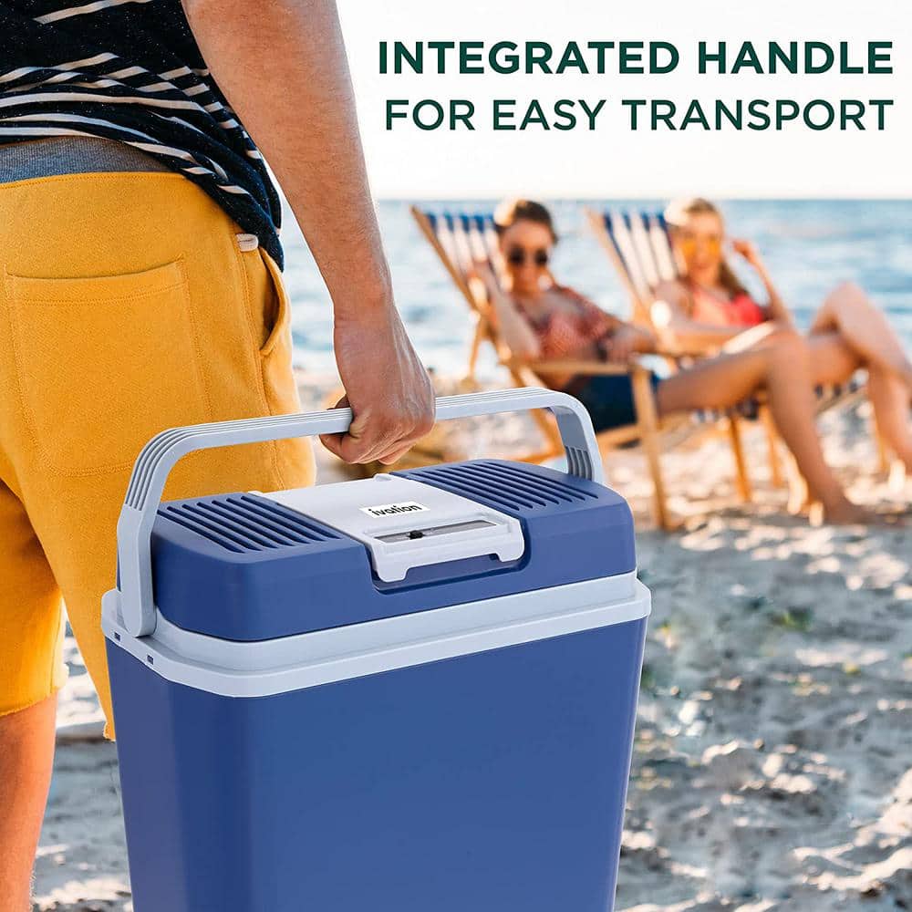 Ivation 24L Blue Electric Thermoelectric Cooler with Wheels