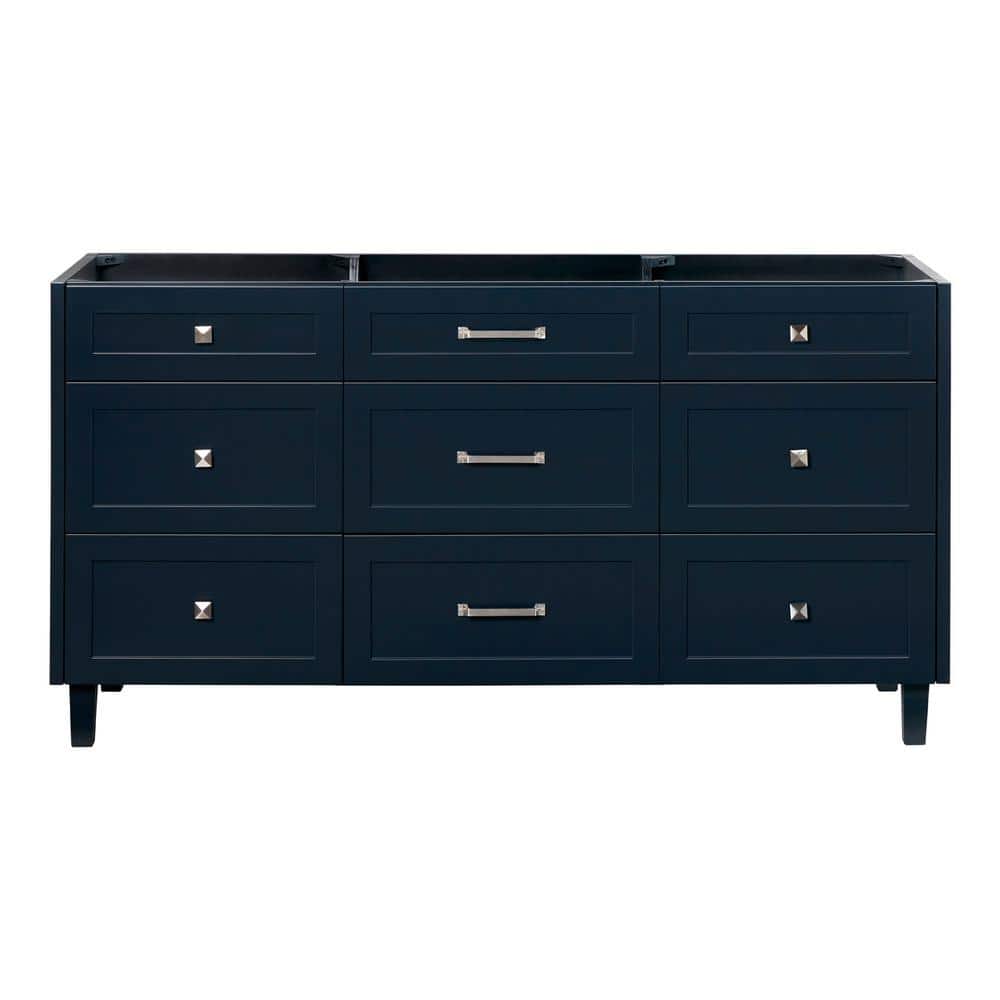 Monroe Midnight Blue 66" Freestanding Wood Bath Vanity Cabinet