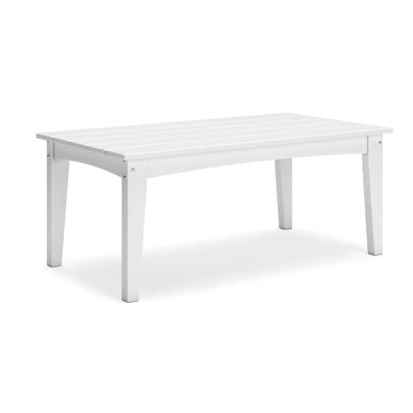 Benjara 18.13 in. White Rectangular Metal Outdoor Coffee Table