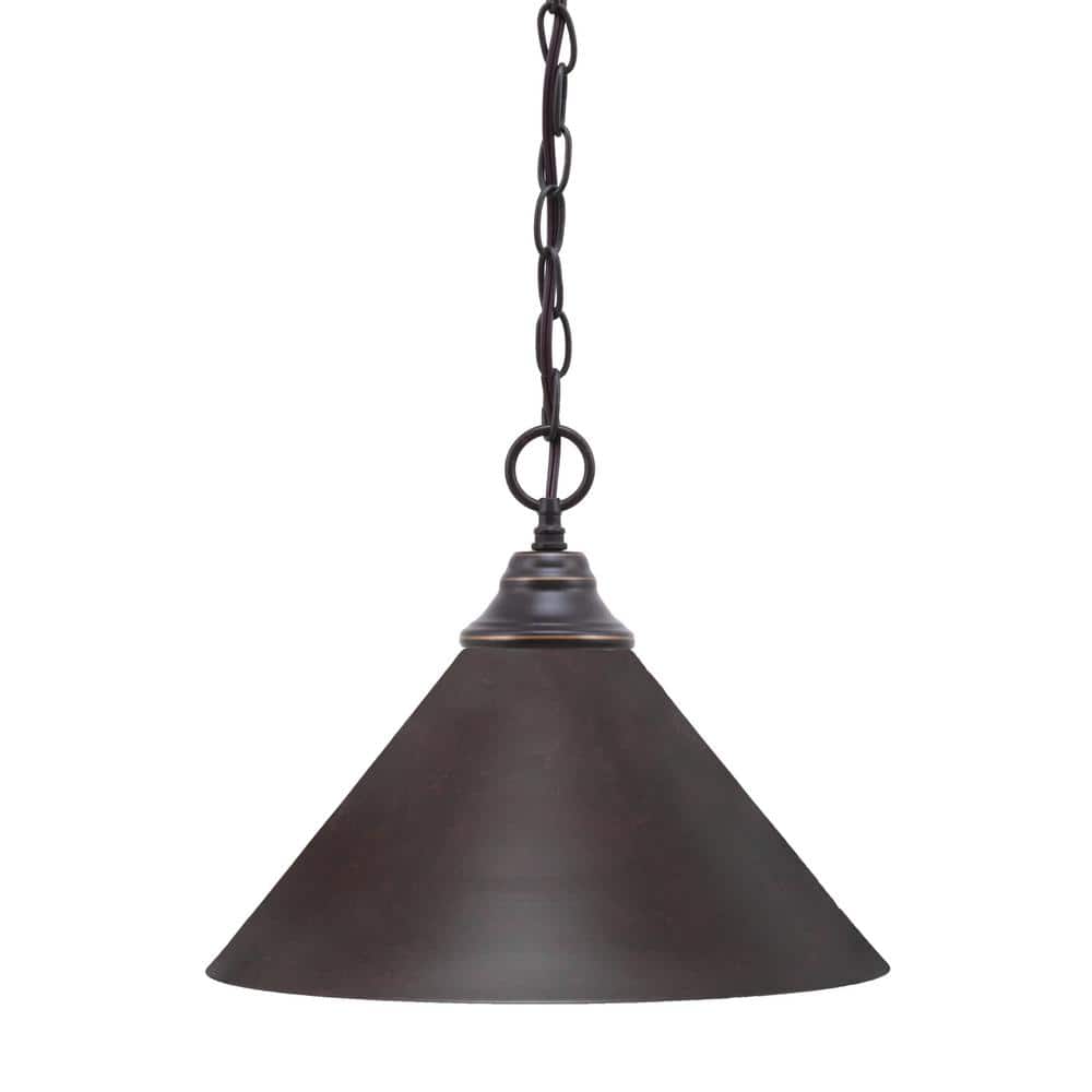 Kingston 100-Watt 1 Light Dark Granite Shaded Pendant Light with 14 in. Dar
