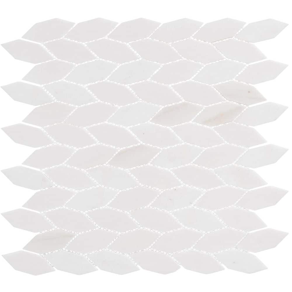 Pearl White Matte Elongated Hex Natural Stone Mosaic Tile