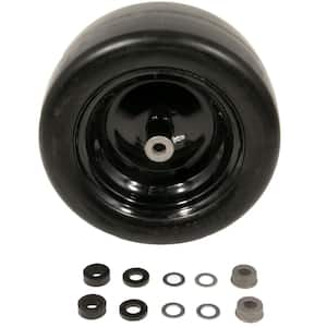 Universal 13 x 6.5 in Smooth Tread Black Rim Flat Free Wheel Assembly for Zero-Turn Mowers with 3/4 in. or 5/8 in. Axles