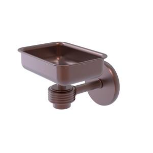 Satellite Orbit One Wall Mounted Soap Dish with Groovy Accents in Antique Copper