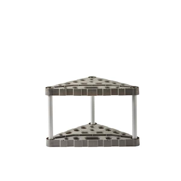 Black 2-Tier Corner Plastic Shelving Unit (32 in. W x 20 in. H x 19 in. D)