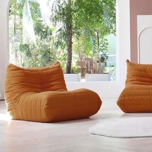 34.25 in. Comfy Lazy Floor Sofa Mohair Teddy Velvet Bean Bag Bedroom Living Room Armless Foam-Filled Thick Couch, Brown