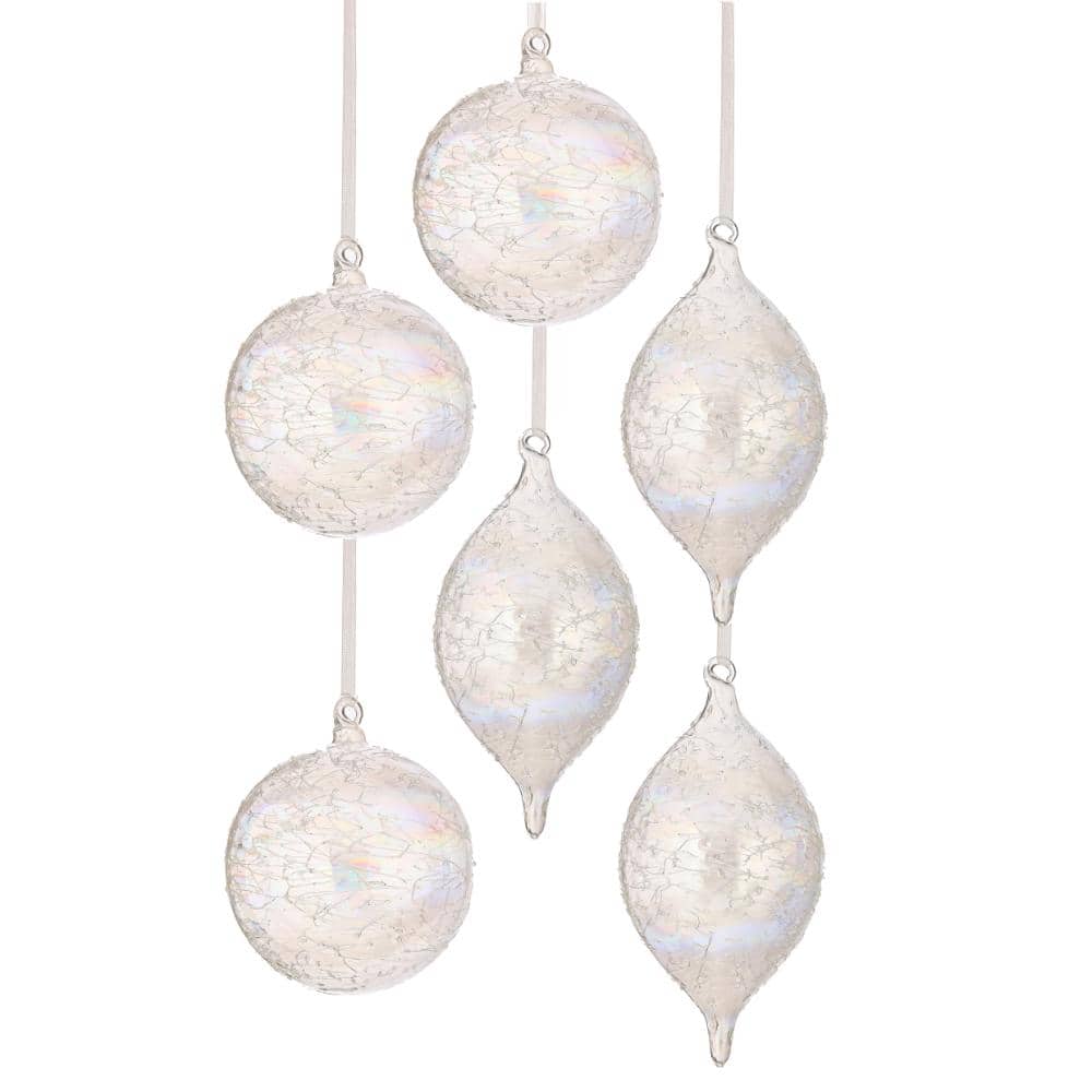 "5-7"" Etched Glass Ball/Finial Ornament Set of 2" price history on PriceWatchPro