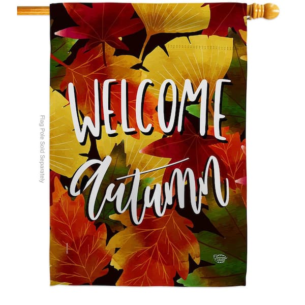 Ornament Collection 28 in. x 40 in. Welcome Autumn Leaves Fall House Flag Double-Sided Decorative Vertical Flags