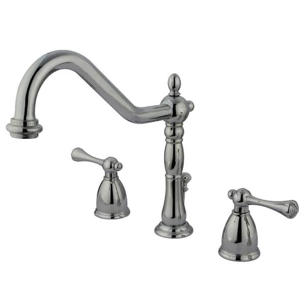 Kingston Brass English Vintage 2-Handle 8 in. Widespread Bathroom Faucets with Brass Pop-Up in Polished Chrome