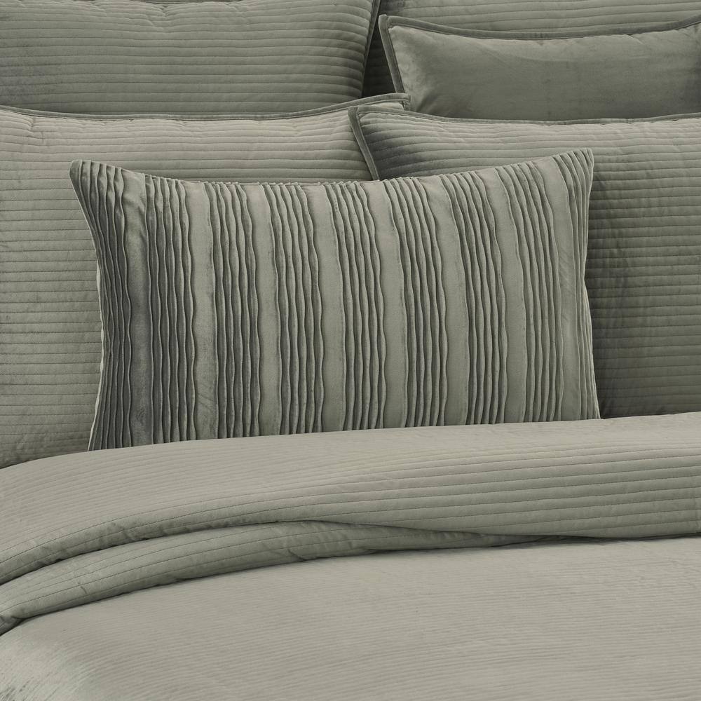Charcoal Wavy Texture Polyester Lumbar Pillow Cover