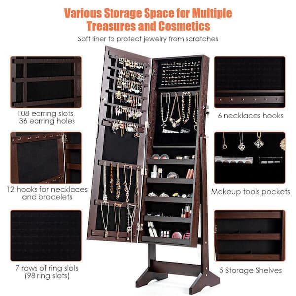  Philip Whitney Jewelry Box Storage Organizer, Black Gold Trim  with Amber Geode - 8x 5 : Clothing, Shoes & Jewelry