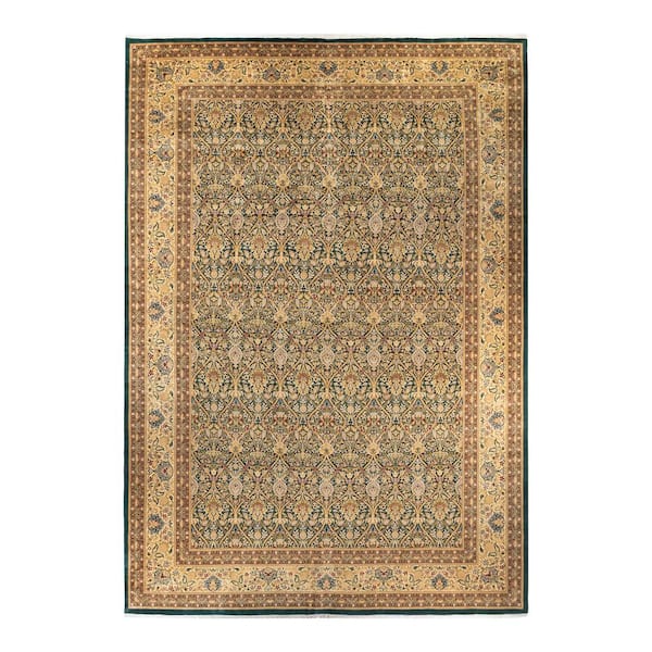 Mogul Handmade Green 18 ft. 0 in. x 12 ft. 2 in. Indoor Area Rug