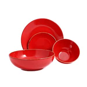 Seasons 4 Piece Red Porcelain Dinnerware Place Setting (Serving Set for 1)