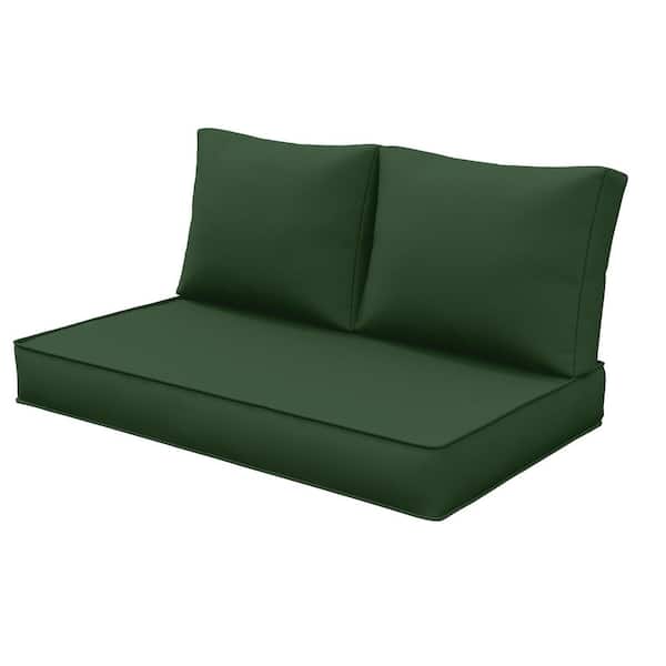 46 in. x 26 in. Outdoor Patio Replacement Loveseat Cushion Set with Backrest Green